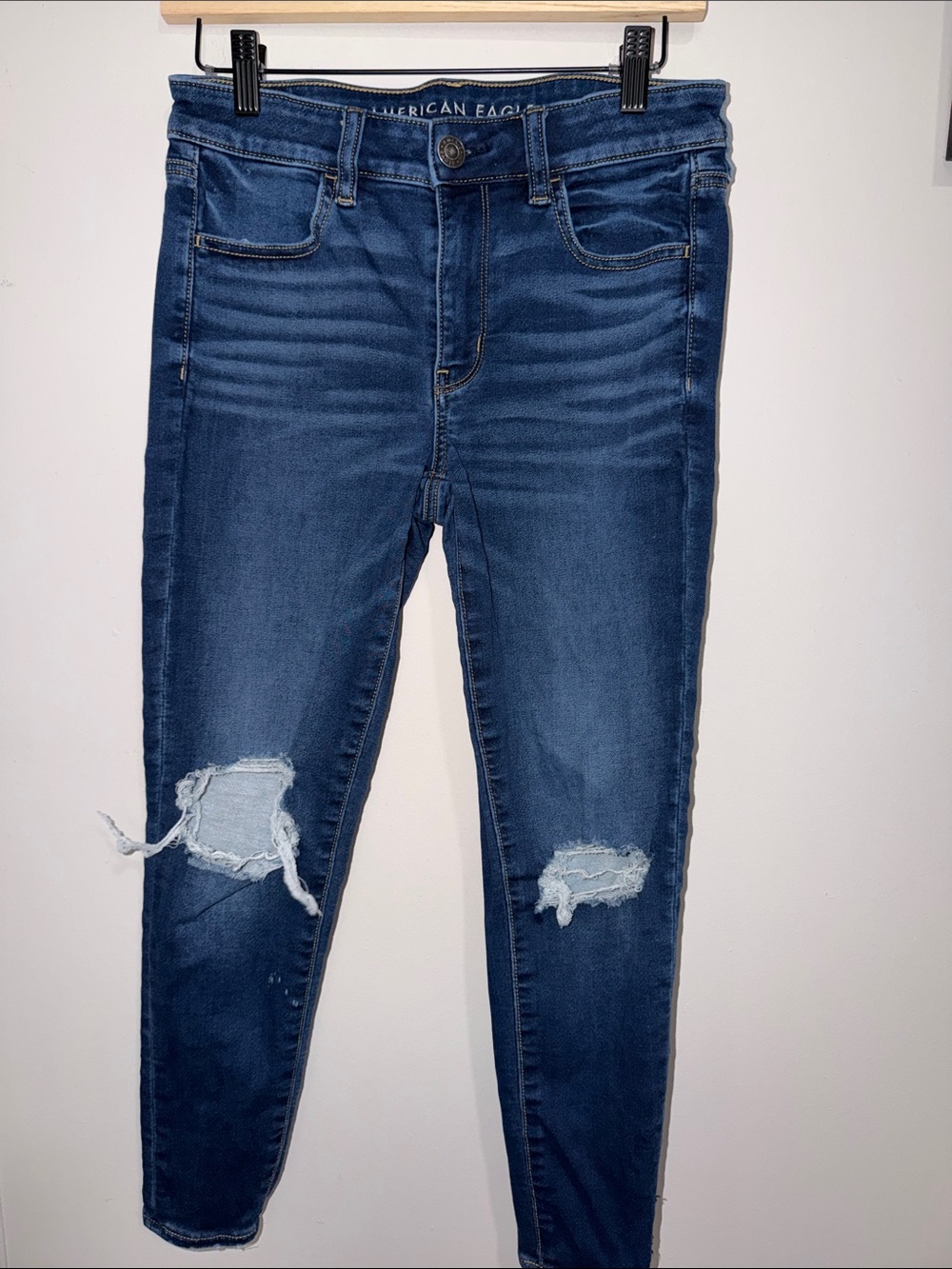American Eagle Outfitters Dark Indigo Ripped Skinny Jeggings